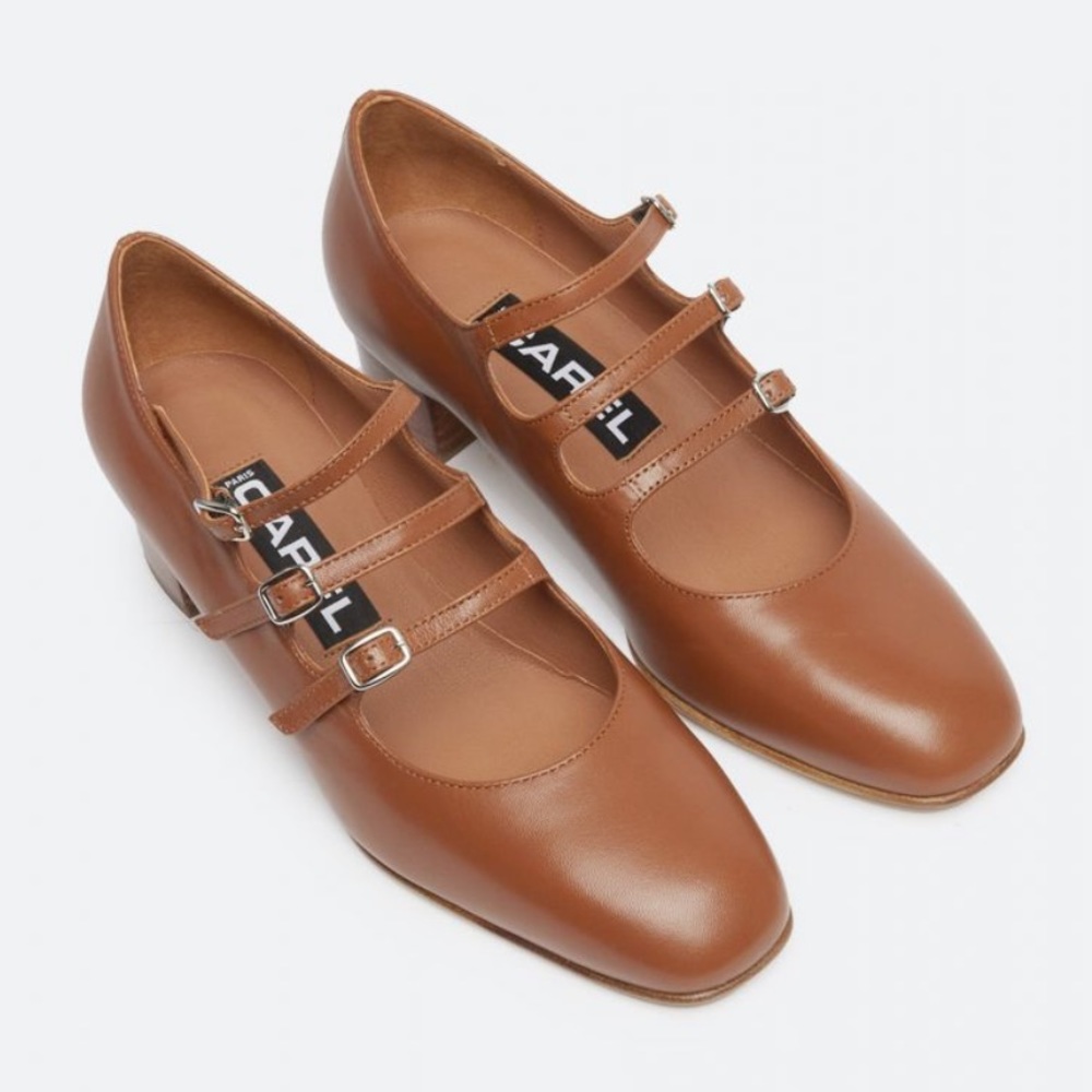 CAREL PARIS KINA COGNAC LEATHER MARY JANES